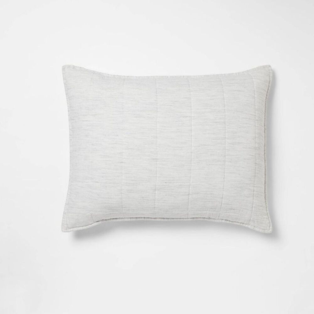 Open Box - Threshold - Standard Space Dyed Cotton Linen Sham Light Gray - Gray